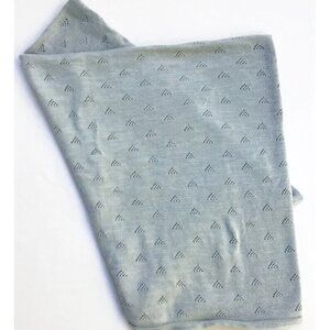 Blabla Baby Blanket 100% Cotton Receiving Blue Gray Pointelle Lightweight 34x40